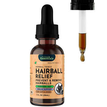 Animal Essentials Herbal Tonic Blend Hairball Relief Prevents & Removes Hairballs for Dogs & Cats - 1-oz - Dog