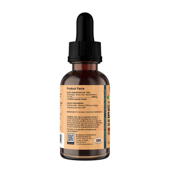 Animal Essentials Herbal Tonic Blend Healthy Urinary Ease Supports Toxin & Crystal Elimination for Dogs & Cats, 2-oz Dog Supplements & Vitamins.