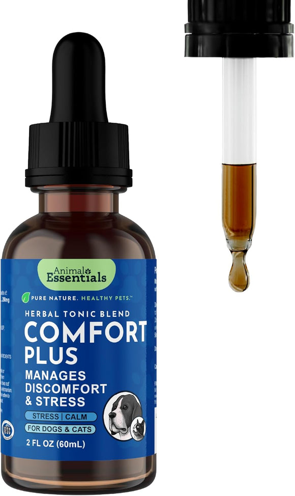 Animal Essentials Herbal Tonic Comfort Plus Manages Discomfort & Stress for Dogs & Cats - 2-oz - Dog Supplements &