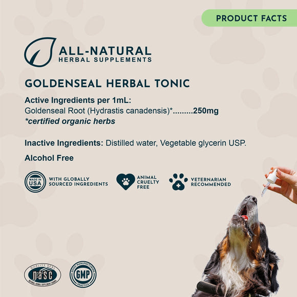 Animal Essentials Herbal Tonic Golden Seal Promotes Resistance to Pathogens for Dogs & Cats 1-oz - Dog Supplements &