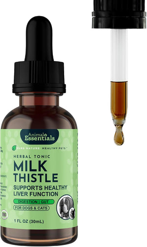 Animal Essentials Herbal Tonic Milk Thistle Supports Healthy Liver Function for Dogs & Cats - 1-oz - Dog Supplements &