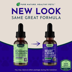 Animal Essentials Herbal Tonic Resist & Renew Boosts Immunity & Toxin Elimination for Dogs & Cats - Dog Supplements &