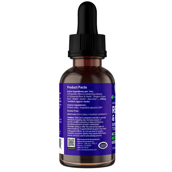 Animal Essentials Herbal Tonic Resist & Renew Boosts Immunity & Toxin Elimination for Dogs & Cats - Dog Supplements &