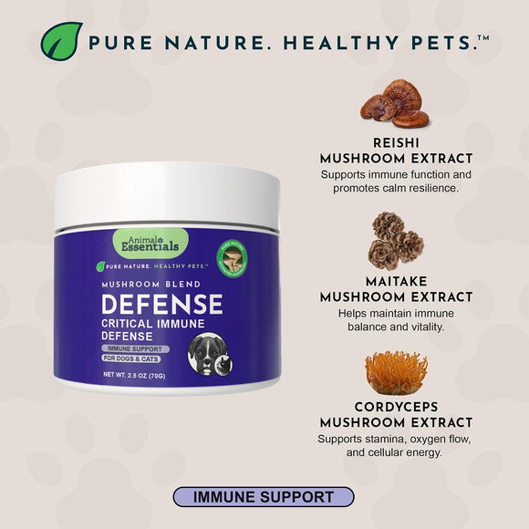 Animal Essentials Mushroom Blend Defense Immune Support for Dogs & Cats, 2.5-oz Dog Supplements & Vitamins.