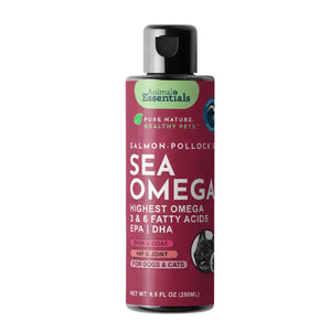 Animal Essentials Salmon-Pollock Fish Oil Sea Omega Highest Omega 3 & 6 Fatty Acids EPA/DHA for Dogs & Cats 8.5-oz