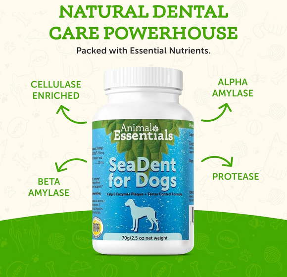Animal Essentials SeaDent Anti-Plaque Powder for Dogs (2.5 oz) - All Dog Dental Care 3