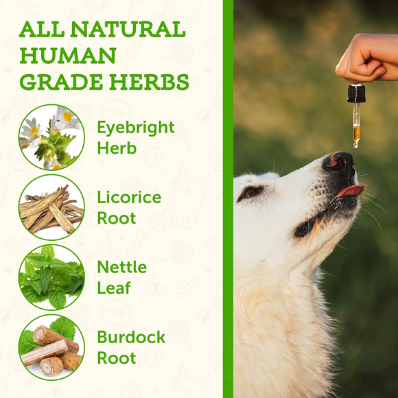 Animal Essentials Seasonal Allergy Herbal Tonic to Maintain Normal Histamine Levels for Dogs & Cats - Pet Vitamins &