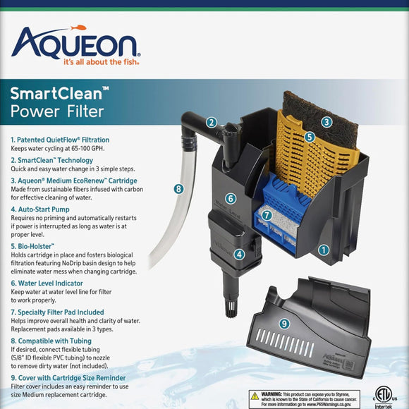 Aqueon SmartClean Power Filter with EcoRenew Filter Cartridge