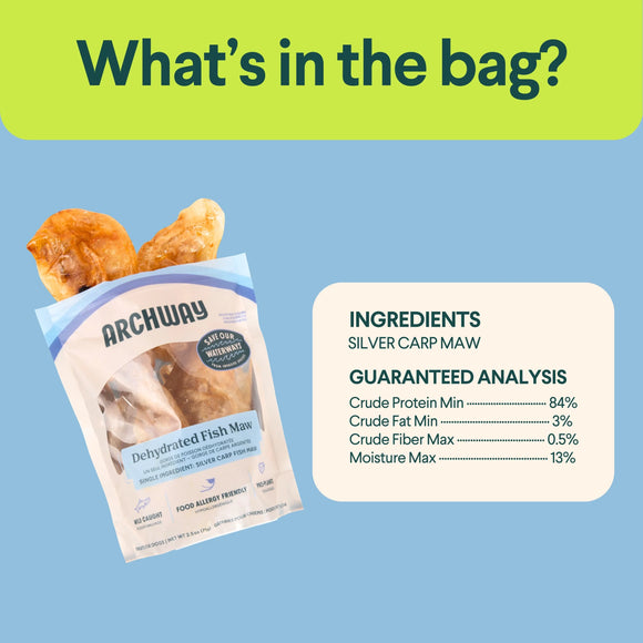 Archway Single Ingredient Silver Carp Fish Maw Natural Dog Chew Treat 2.5-oz - Dog Treats 2