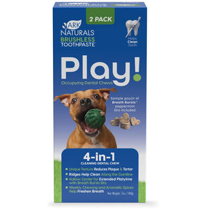 Ark Naturals Brushless Toothpaste Play Occupying Dental Chews 4-in-1 for Dogs 2-count - Dog Dental Chews & Treats 1