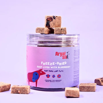 Arya Sit Freeze-Dried Beef Liver with Blueberry for Dogs & Cats