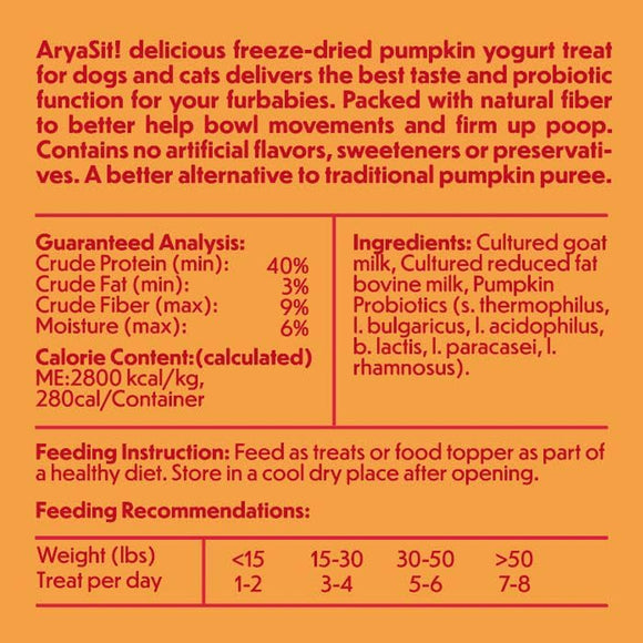 Arya Sit Freeze-Dried Pumpkin Yogurt Treats for Dogs & Cats