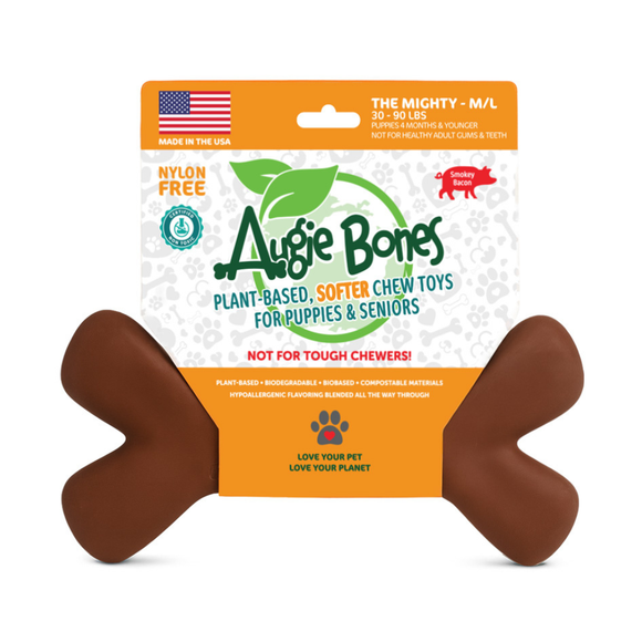 Augie Bones Tiny Bacon Softer Dog Chew Toy - Mighty (30-90 lbs) - Dog Chew Toy 8