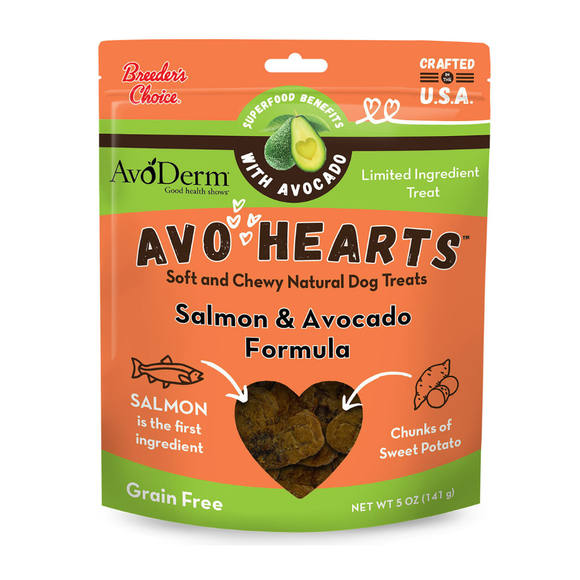 AvoDerm Natural AvoHearts Natural Dog Treats (5 oz) - Salmon & Avocado - Dog Treat 5