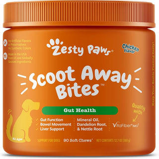 Zesty Paws Scoot Away Bites Chicken Flavor Digestive Supplement for Dog (90 ct)