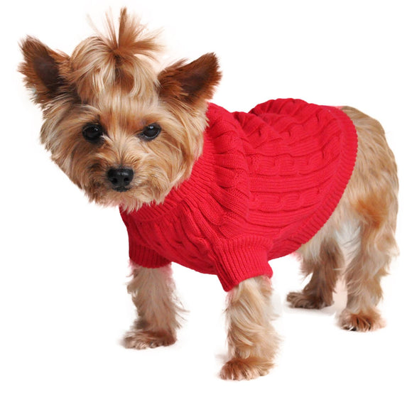 Doggie Design Combed Cotton Cable Knit Sweater for Dogs & Cats