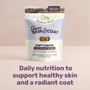 Bag of Badlands Ranch Super Skin & Coat Soft Chews for dogs on a pink background