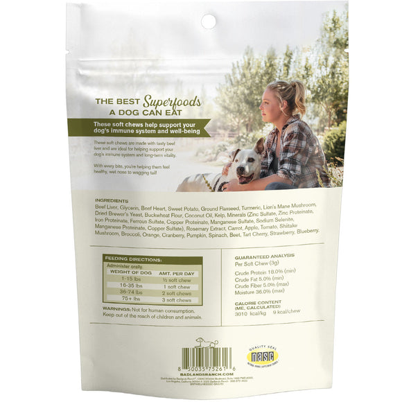 Dog food package with a woman and dog on the label