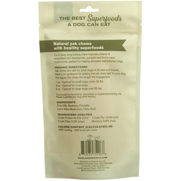 Back Label of Badlands Ranch Superchew Superfood Formula Medium Dog Chews