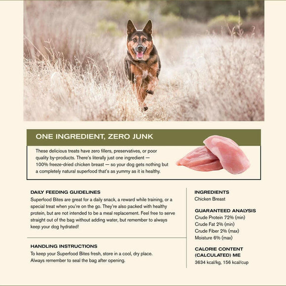 Ingredients Badlands Ranch Superfood Bites Air Dried Premium Treats for Dogs, Chicken Breast Treats