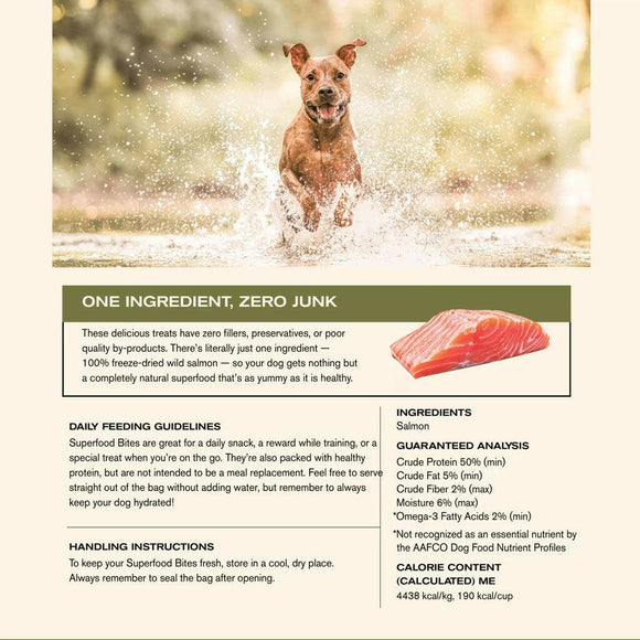 Ingredients of Badlands Ranch Superfood Bites Air Dried Premium Treats for Dogs, Wild Salmon Treats
