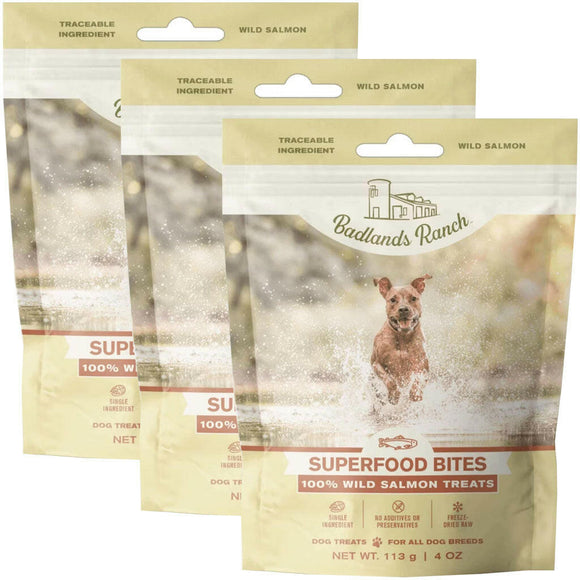 Badlands Ranch Superfood Bites Air Dried Premium Wild Salmon Treats for Dogs - pack of 3