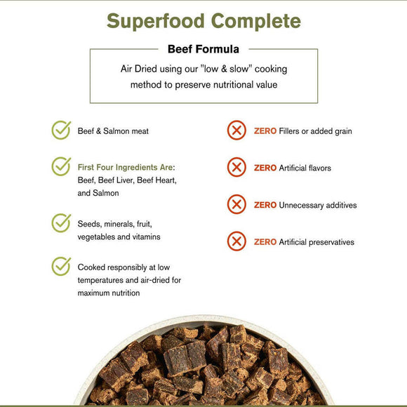 Food Features of Badlands Ranch Superfood Complete Premium Air Dried Beef Dog Food