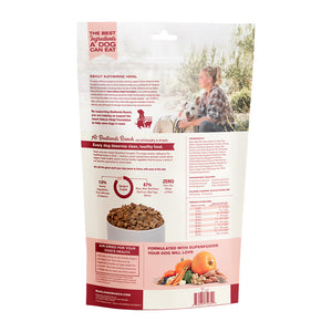 Back label of Badlands Ranch Premium Air Dried Bison & Beef Dog Food