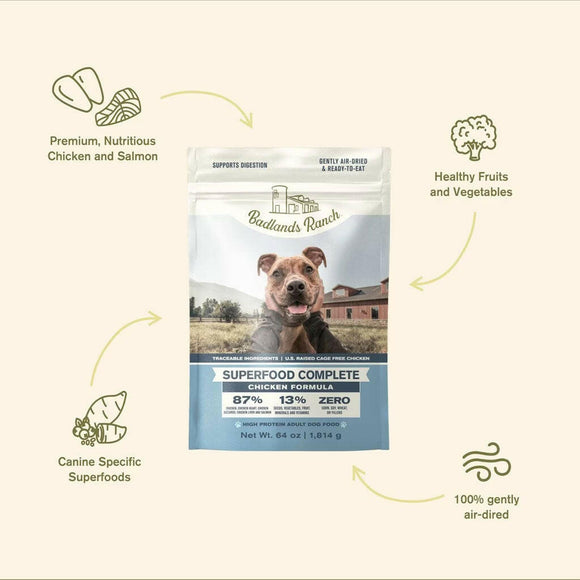 Food Features of Badlands Ranch Superfood Premium Air Dried Chicken Dog Food