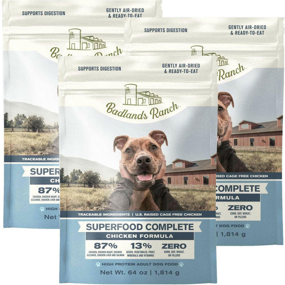 Badlands Ranch Superfood Premium Air Dried Chicken Dog Food - 64oz (pack of 3)