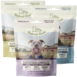 Badlands Ranch Superfood Complete Premium Air Dried Dog Food, Variety Flavor (Beef, Chicken & Lamb & Venison), 11.5 oz (3-Pack)
