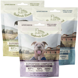 Badlands Ranch Superfood Complete Premium Air Dried Dog Food, Variety Flavor (Beef, Chicken & Lamb & Venison), 24 oz (3-Pack)