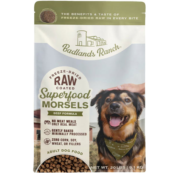 Badlands Ranch Superfood Complete Raw Coated Morsels Beef Dog, 20lbs