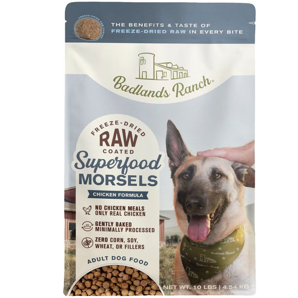 Badlands Ranch Superfood Complete Raw Coated Morsels Chicken Dog, 10lbs