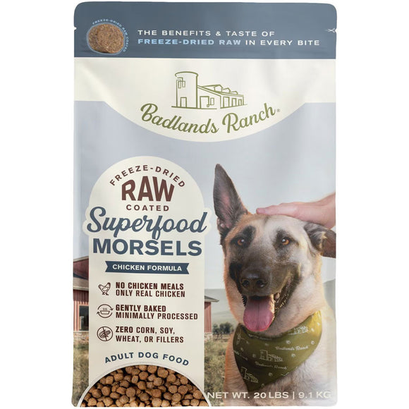 Badlands Ranch Superfood Complete Raw Coated Morsels Chicken Dog, 20lbs