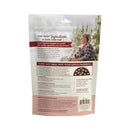 Dog food package with a woman and dog on a white background