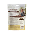 Dog food package with a woman and dog on the label