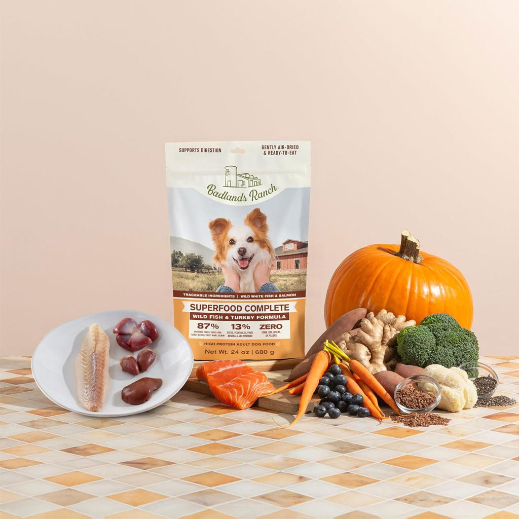 Badlands Ranch Superfood Complete Air-Dried Dog Food Wild Fish & Turkey 64-oz