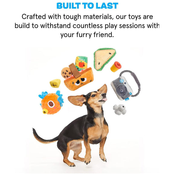 BARK Animal Squeakers Snacks Multi-Part Squeaky Plush Dog Toy- X-Small/Small