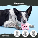 BARK Super Chewer Hambone 2-in-1 Plush Exterior with Tough Center Treat Dispensing Dog Chew Toy