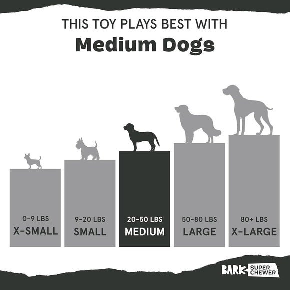BARK Super Chewer Squeaky Meat-a-Ball Beef Scented Rip & Reveal Squeaky Tough Dog Chew Toy