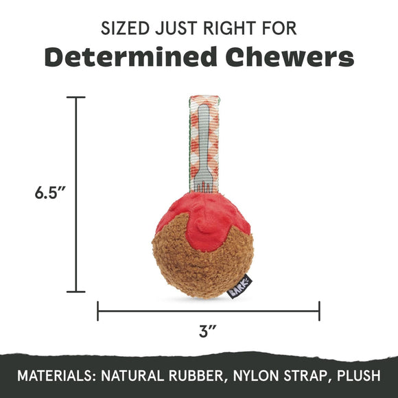 BARK Super Chewer Squeaky Meat-a-Ball Beef Scented Rip & Reveal Squeaky Tough Dog Chew Toy