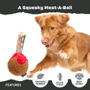 BARK Super Chewer Squeaky Meat-a-Ball Beef Scented Rip & Reveal Squeaky Tough Dog Chew Toy