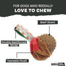 BARK Super Chewer Squeaky Meat-a-Ball Beef Scented Rip & Reveal Squeaky Tough Dog Chew Toy