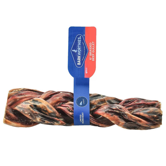 Barkworthies 6" Braided Beef Gullet Treat For Dogs, 1ct