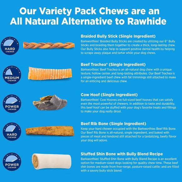 Barkworthies Medium Breed Variety Pack Dog Chews Treats for Dogs (5 chews) - Dog Treats 4