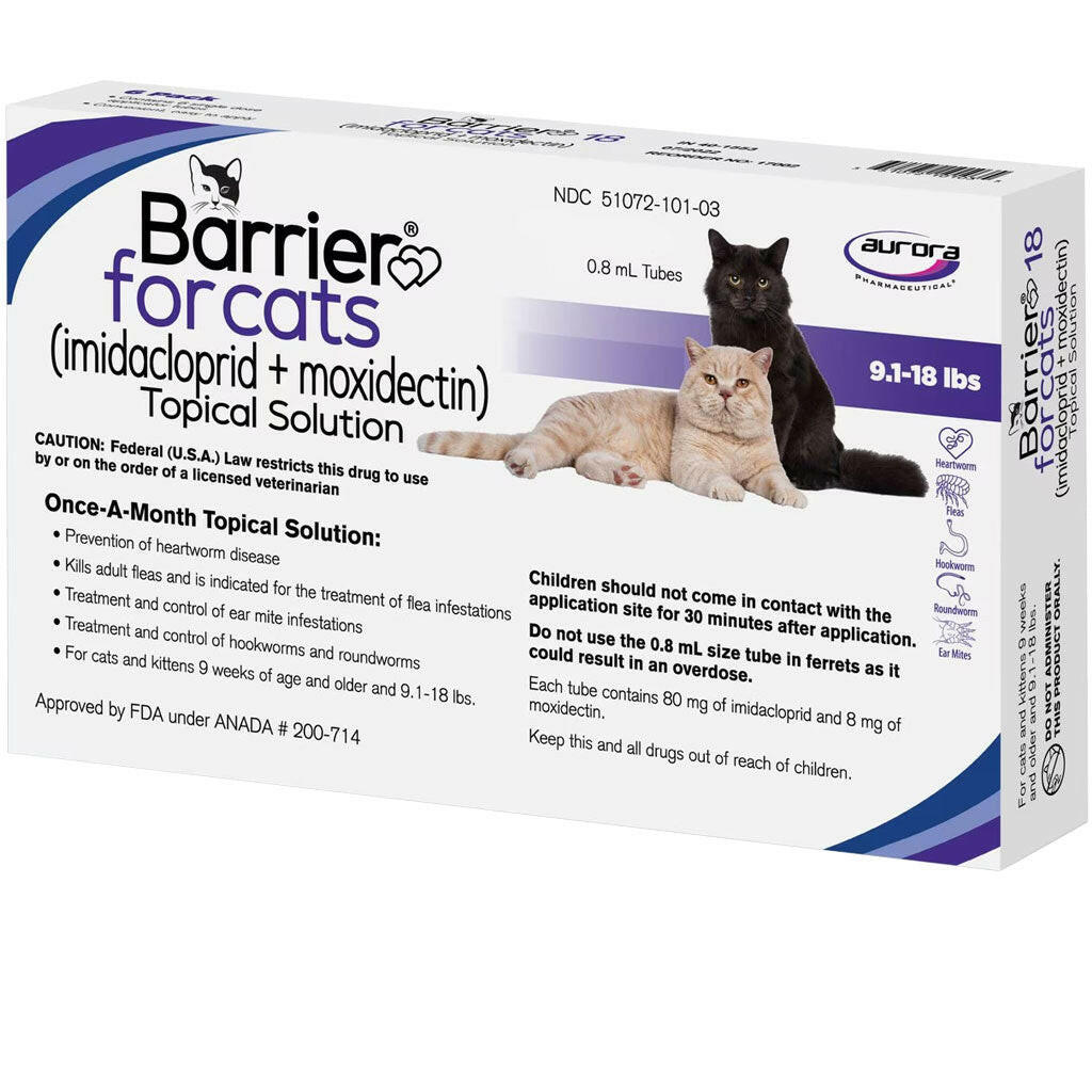 Barrier Topical Solution for Cats 9.1-18 lbs (Purple) Barrier Topical Solution for Cats 9.1-18 lbs (Purple)