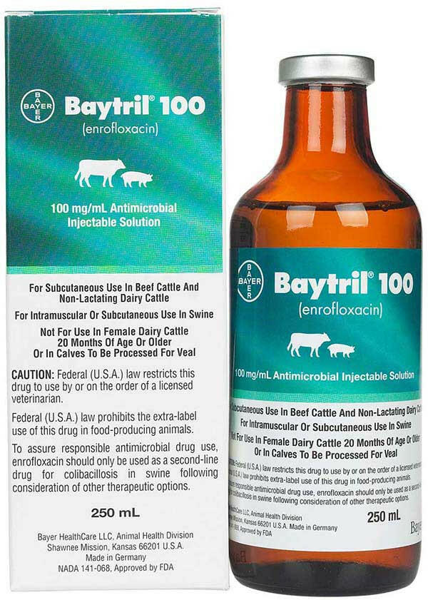 Baytril 100 (Enrofloxacin) Injectable Solution | Hardypaw