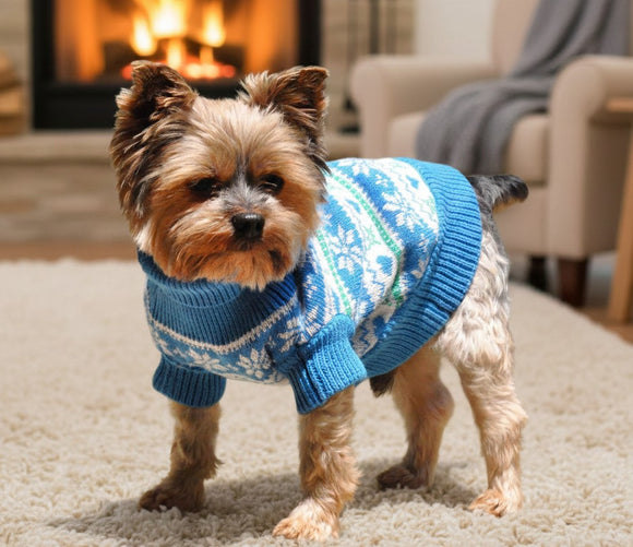 Doggie Design Combed Cotton Snowflake & Hearts Sweater for Dogs & Cats