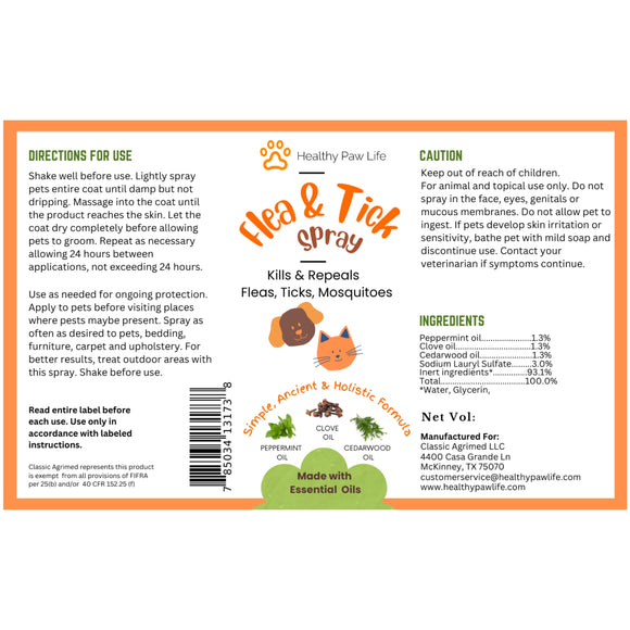 Healthy Paw Life Flea & Tick Spray for Dogs & Cats, 100-ml